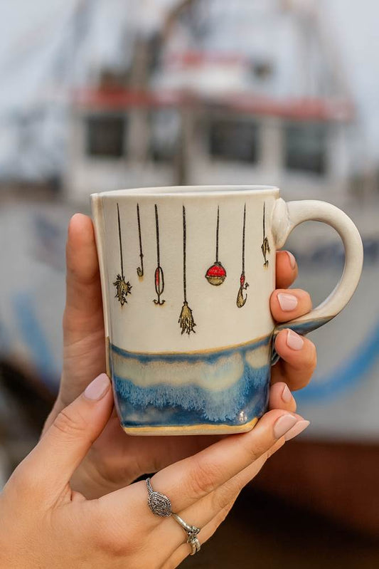 Fishing Lure Mug from Colleen Deiss Designs - Maine Yarn & Fiber Supply
