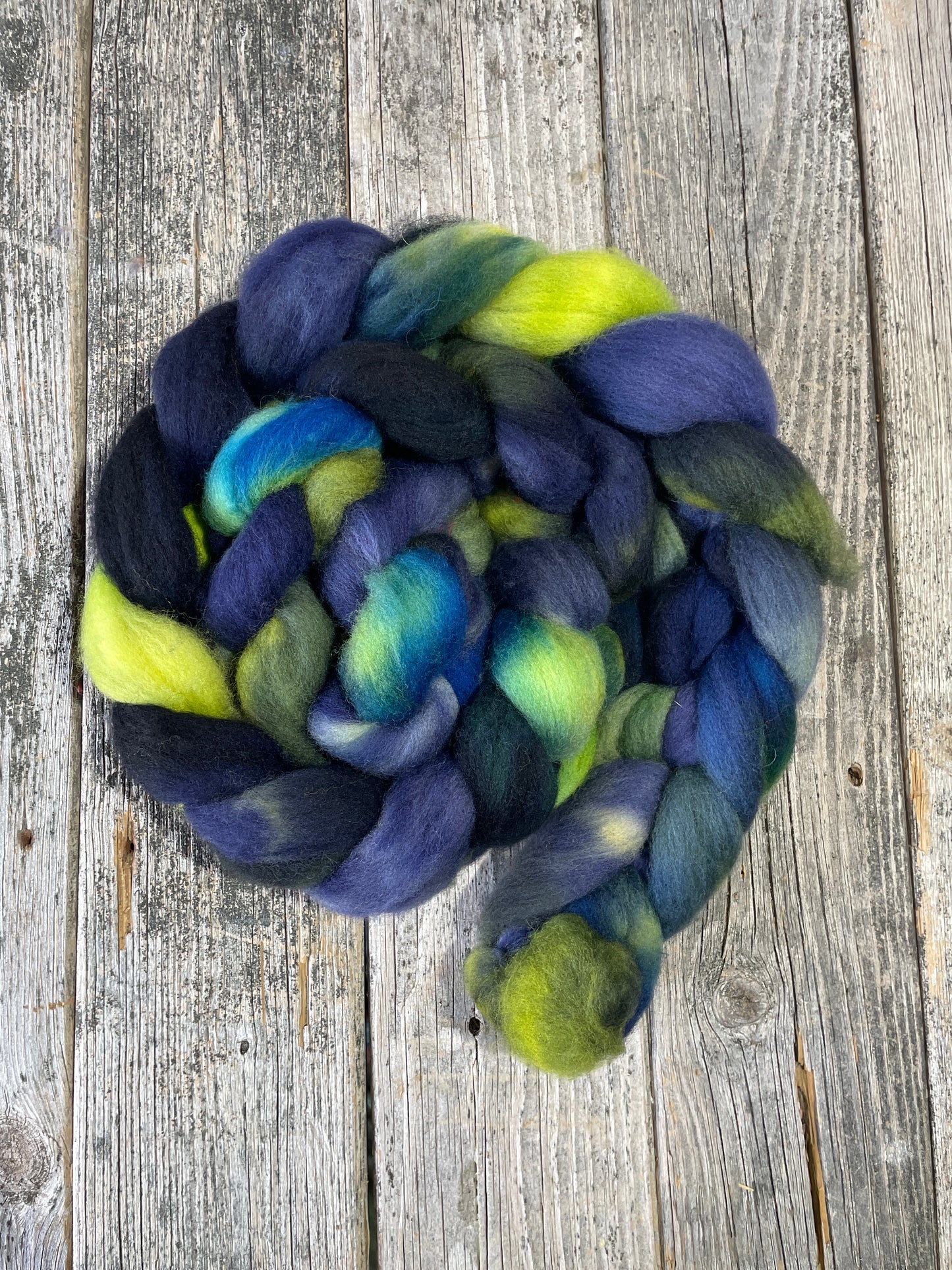 Hand Dyed BFL Top Fiber Braid 7.48oz “Sea Witch”