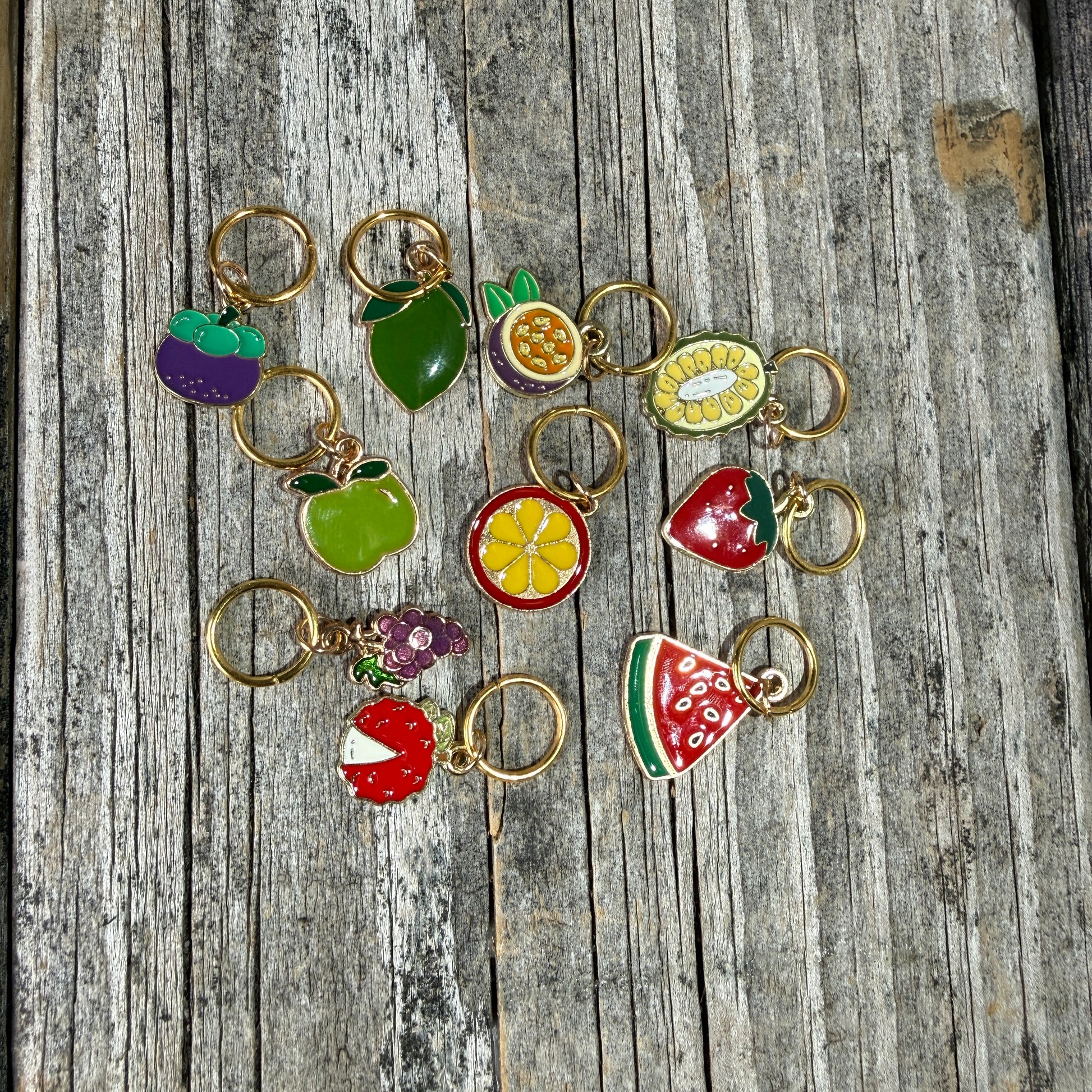 Enamel Fruit Stitch Marker Jam Jar Set - Maine Yarn & Fiber Supply