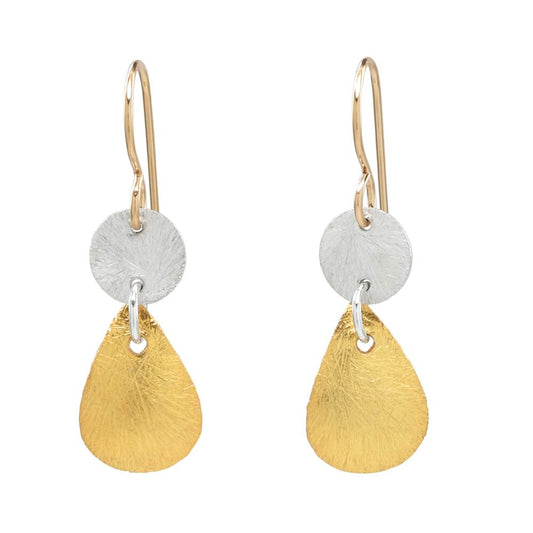 Two Tone Oval Sterling Silver and Gold Vermeil Pear Earrings by Sonoma Art Works