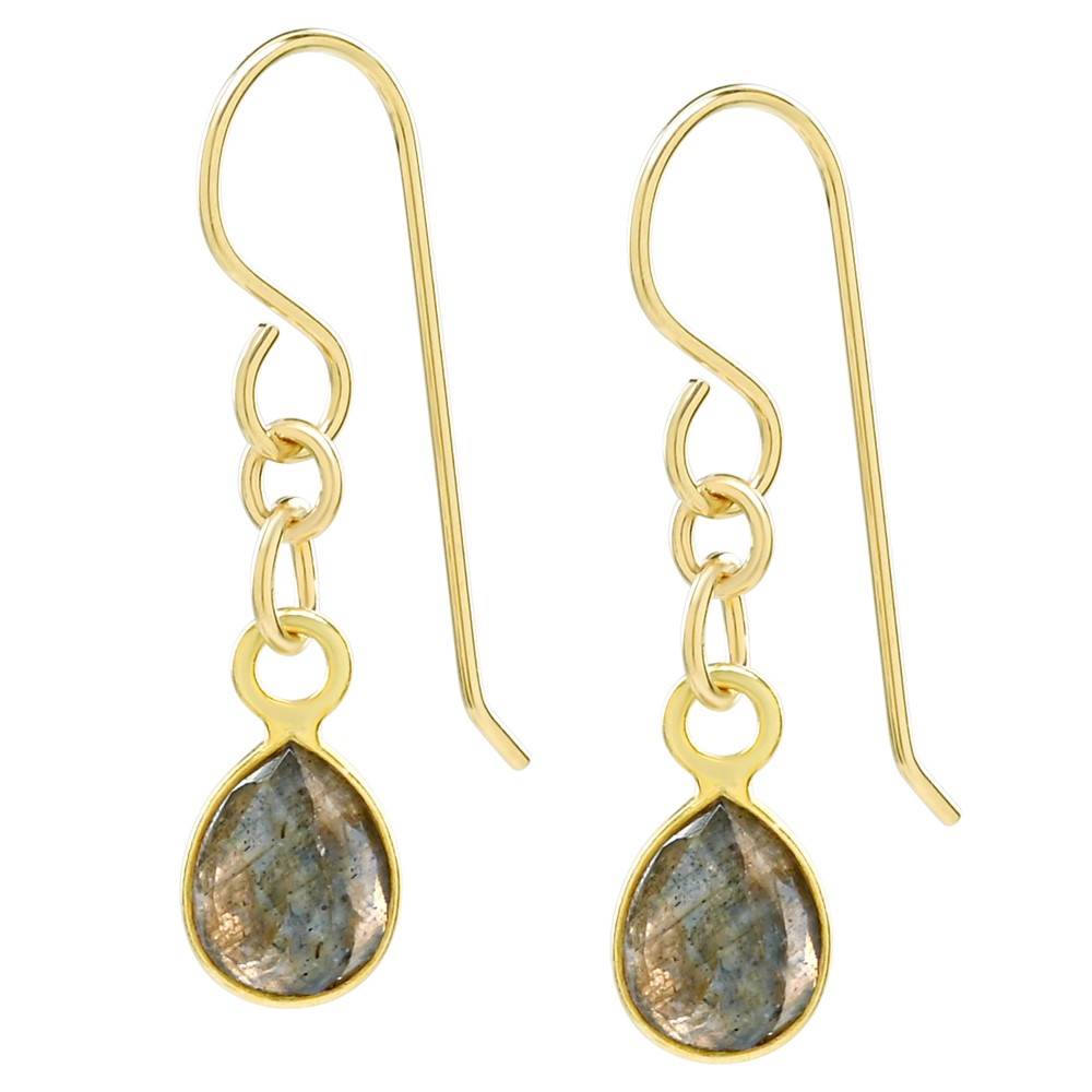 Small Pear Labradorite Gold Vermeil Earrings by Sonoma Art Works