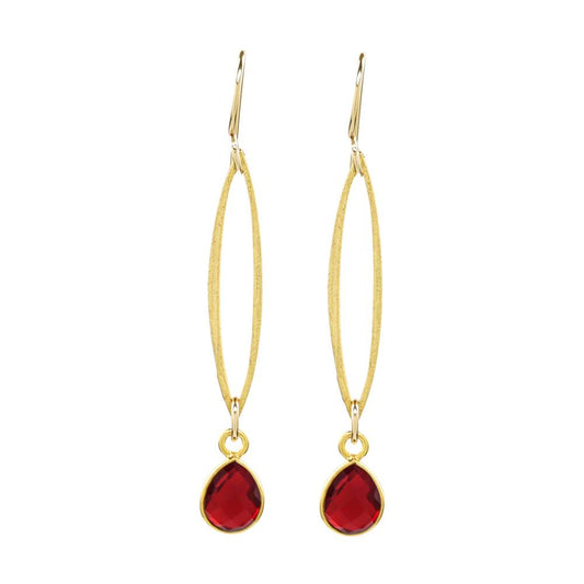 Marquis Garnet Quartz and Gold Vermeil Earrings and Necklace by Sonoma Art Works