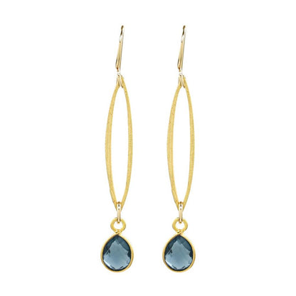 Marquis London Blue Quartz and Gold Vermeil Earrings and Necklace by Sonoma Art Works