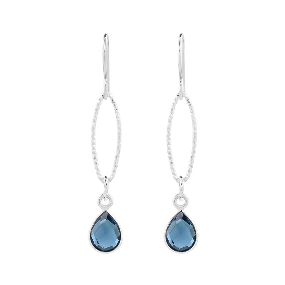 London Blue Quartz and Sterling Silver Textured Oval Earrings by Sonoma Art Works