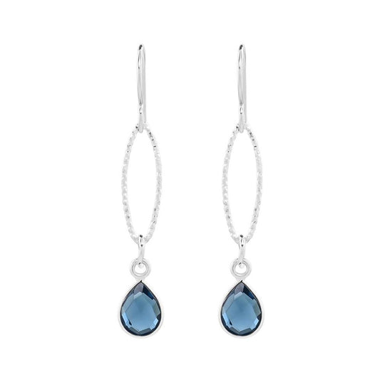 London Blue Quartz and Sterling Silver Textured Oval Earrings by Sonoma Art Works