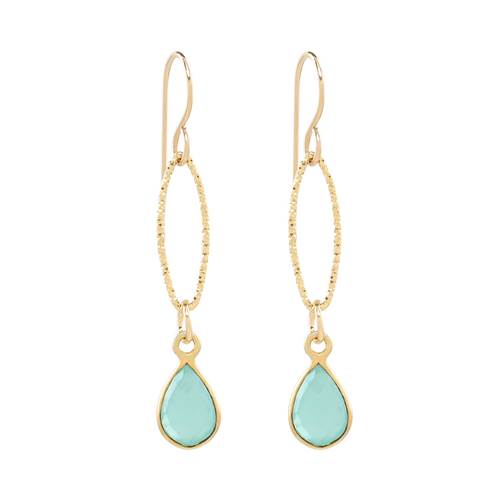 Chalcedony and Gold Vermeil Textured Oval Earrings by Sonoma Art Works - Maine Yarn & Fiber Supply