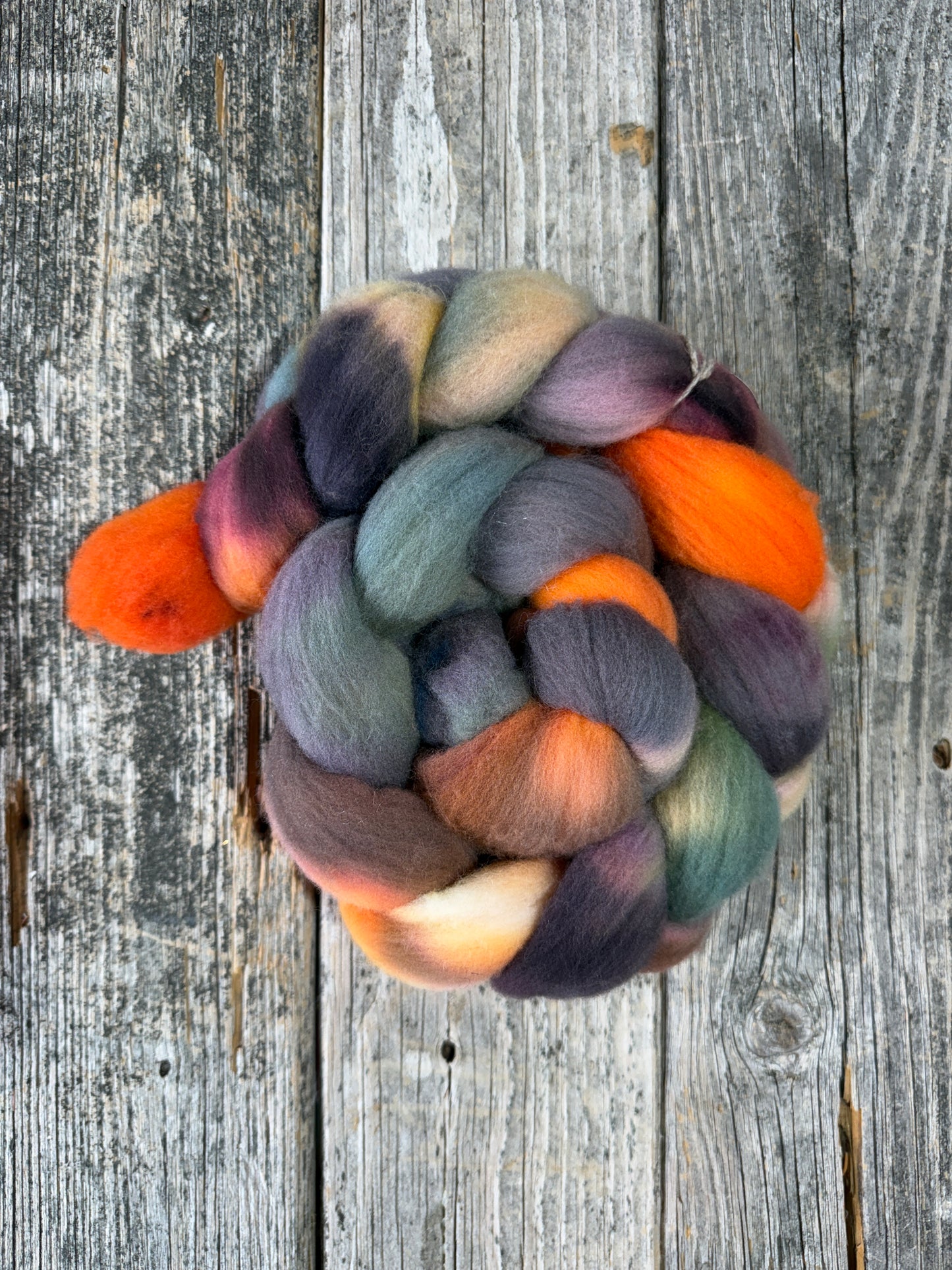 Hand Dyed by Bristol Ivy Targhee Top Braid ~4oz