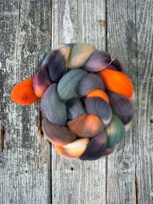 Hand Dyed by Bristol Ivy Targhee Top Braid ~4oz