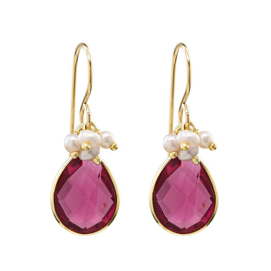 Pink Quartz in Gold Vermeil Earrings by Sonoma Art Works