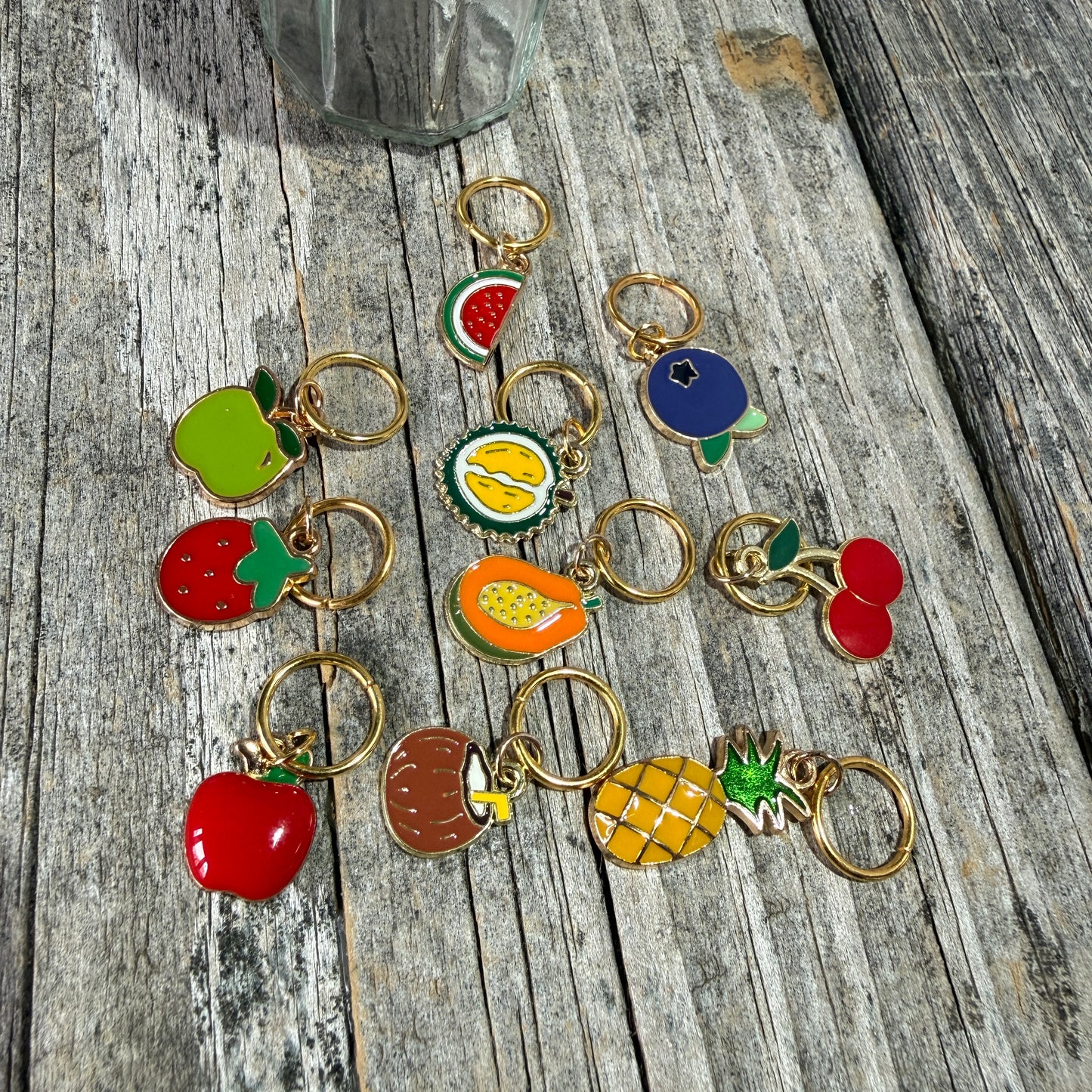 Enamel Fruit Stitch Marker Jam Jar Set - Maine Yarn & Fiber Supply