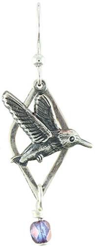 Silver Hummingbird in Flight earrings by Earth Dreams Jewelry