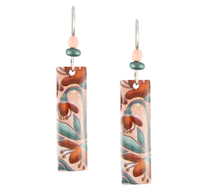 Bright Boho Dangles in Peach & Green Earrings by Earth Dreams Jewelry - Maine Yarn & Fiber Supply