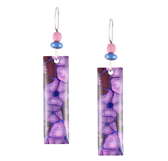 Bright Boho Dangles in Purple & Magenta Earrings by Earth Dreams Jewelry - Maine Yarn & Fiber Supply