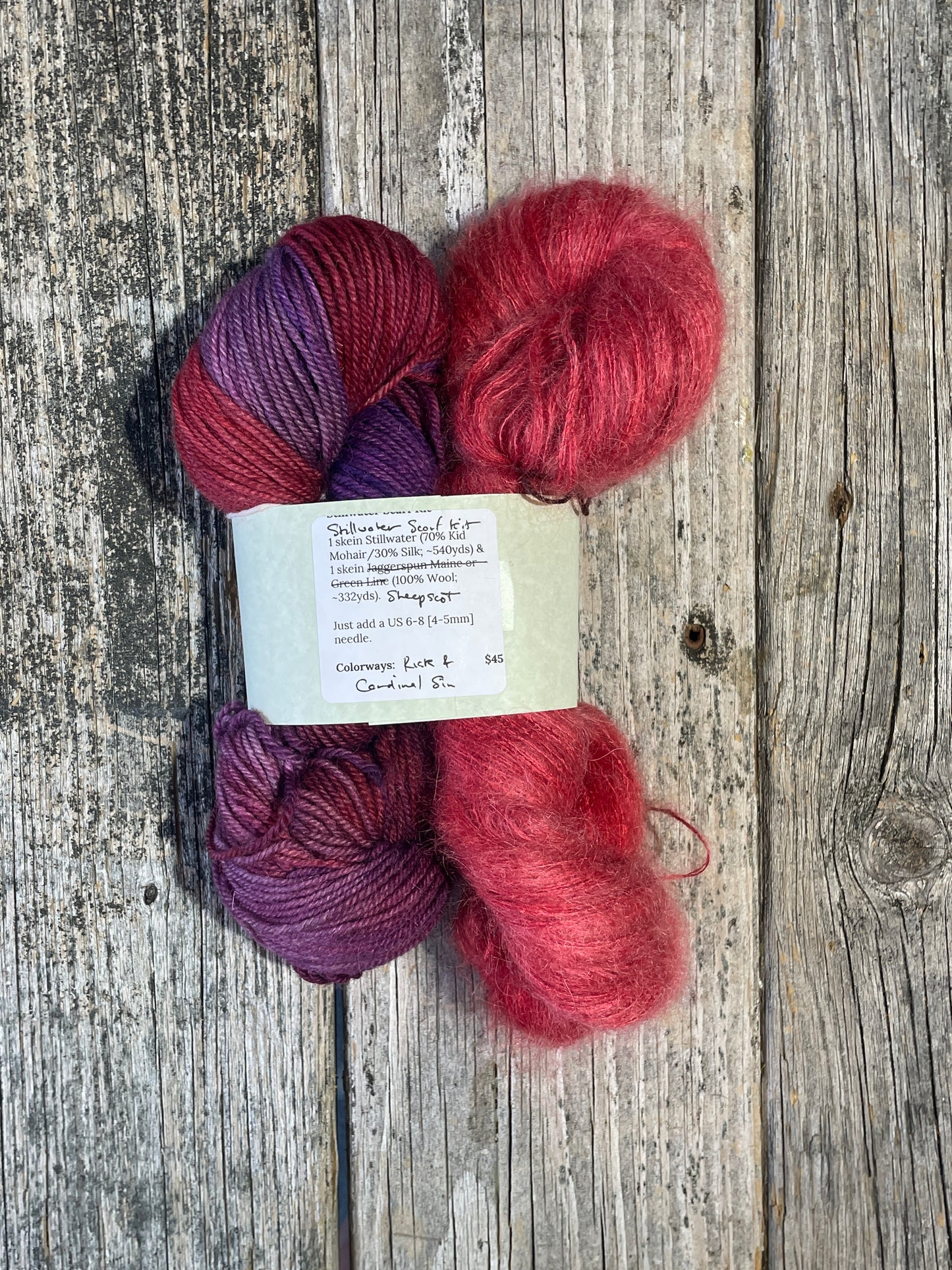 Stillwater: Cardinal Sin + Sheepscot: Risk - Stillwater Scarf Kit