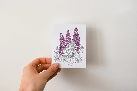 Lupines - Greeting Card by 3 Legged Dog Ink - Maine Yarn & Fiber Supply
