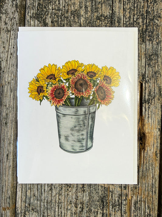 Sunflowers - Greeting Card by 3 Legged Dog Ink - Maine Yarn & Fiber Supply