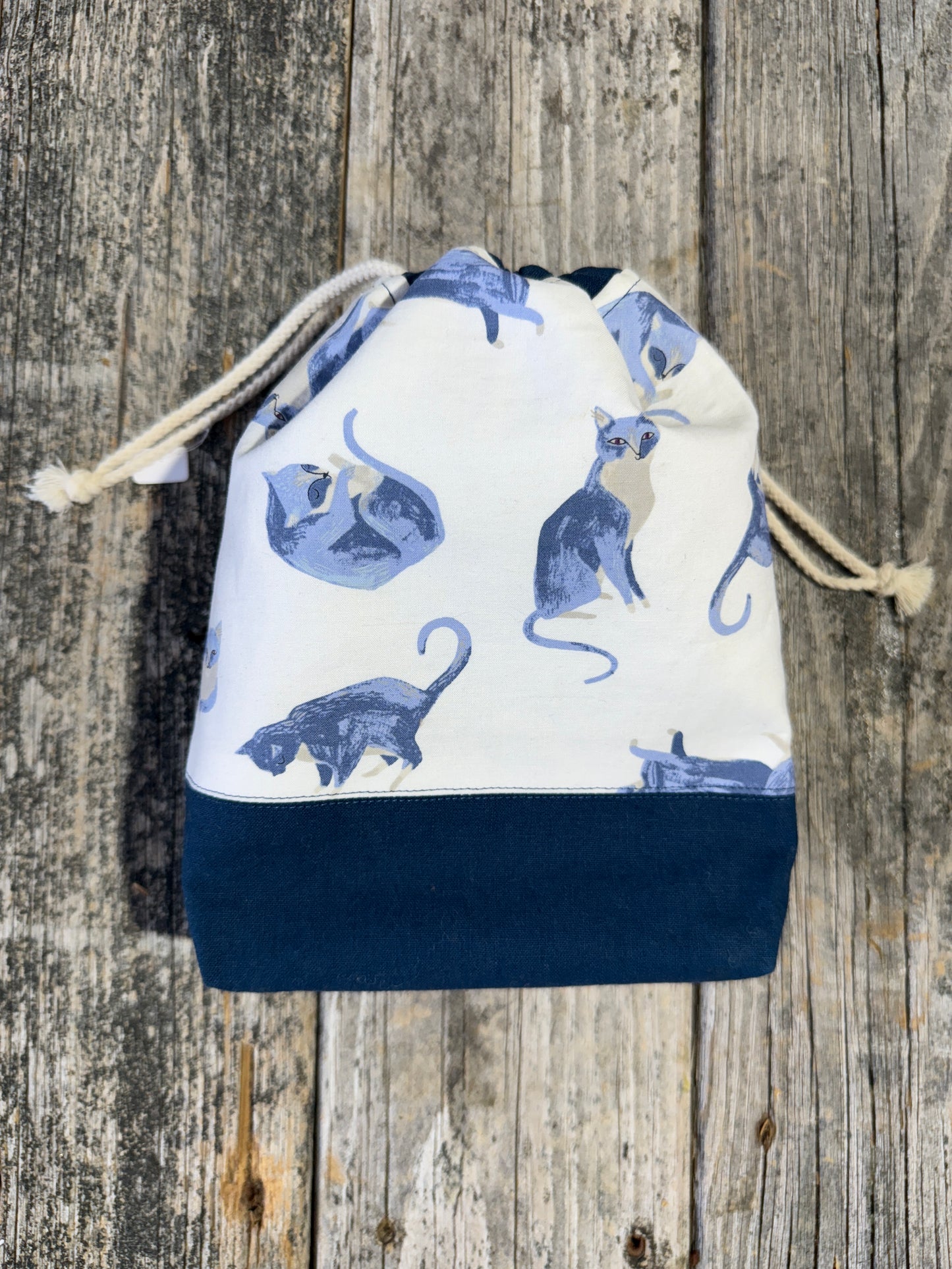 Catnap Small Drawstring Bag by Katrinka Nova Designs