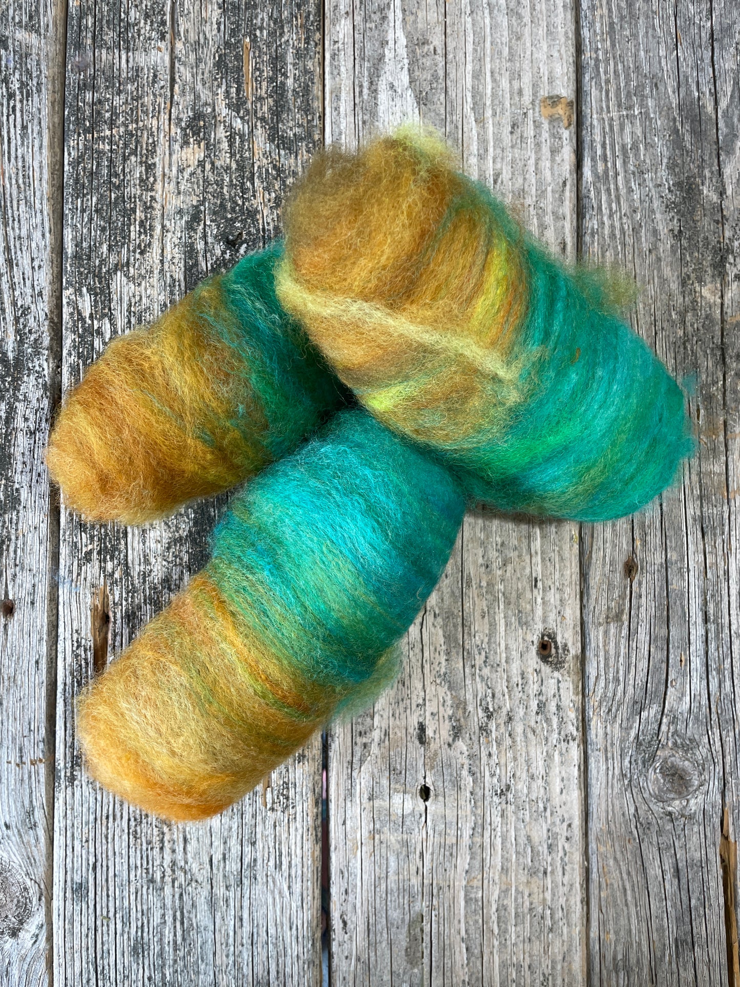 Hand-Dyed and Carded Coopworth Batts 6.56oz