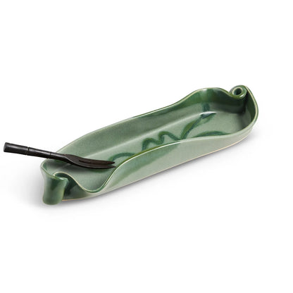 Olive Dish with Rosewood Fork from Hilborn Pottery Design - Maine Yarn & Fiber Supply