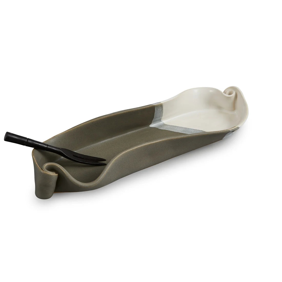 Olive Dish with Rosewood Fork from Hilborn Pottery Design - Maine Yarn & Fiber Supply