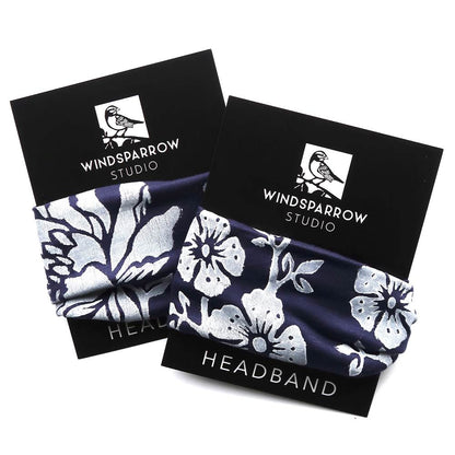 Indigo Botanical Headbands (White Ink) by Windsparrow Studio