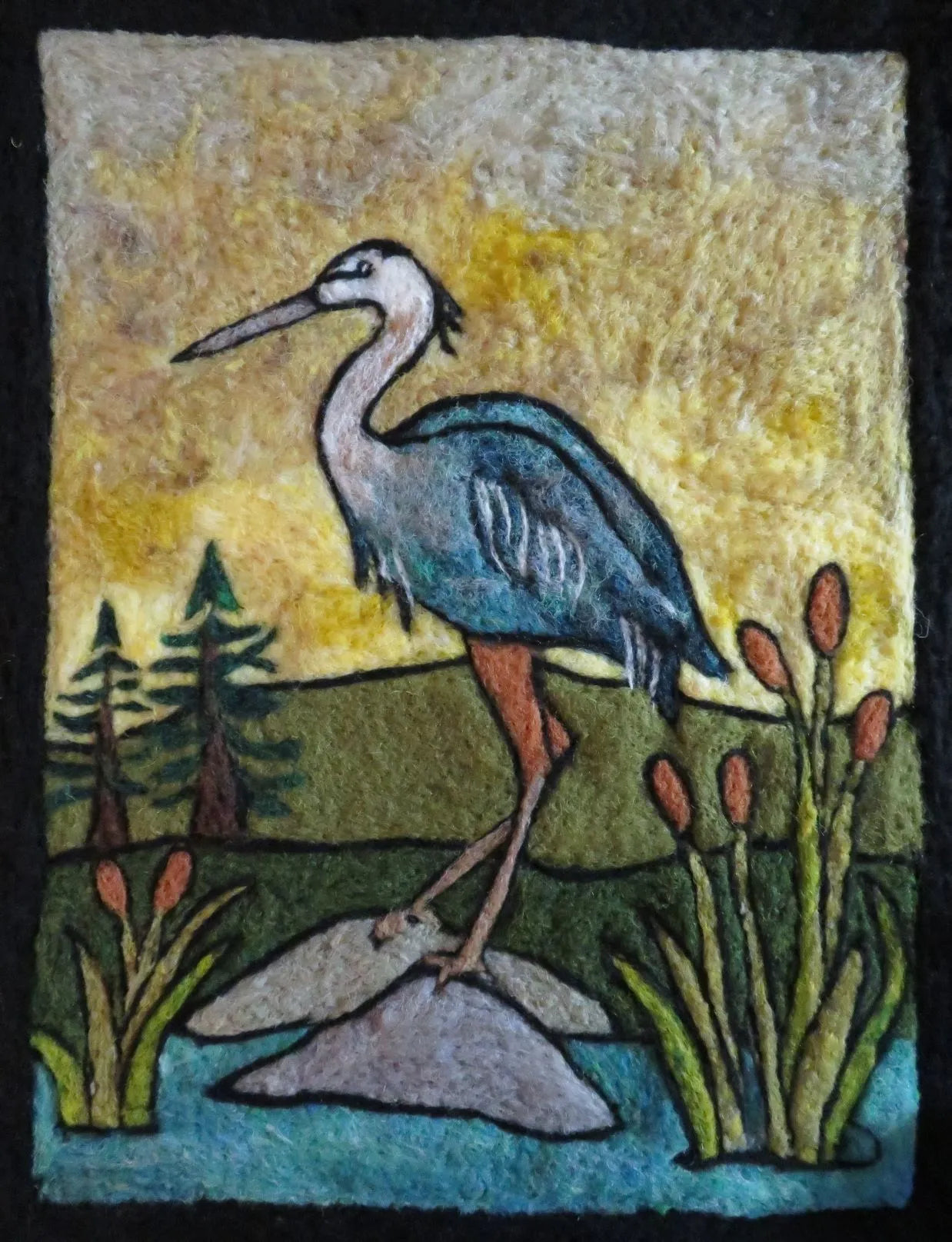 Blue Heron Tapestry Felting Kit by The Felting Studio (Neysa Russo)