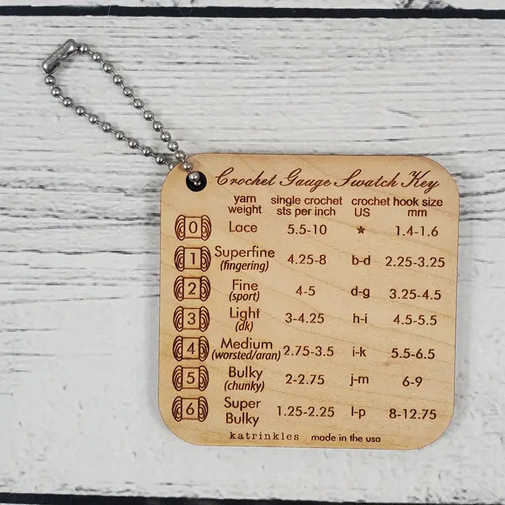 Crochet Gauge Swatch Key (Mix and Match Mini Tools) by Katrinkles - Maine Yarn & Fiber Supply