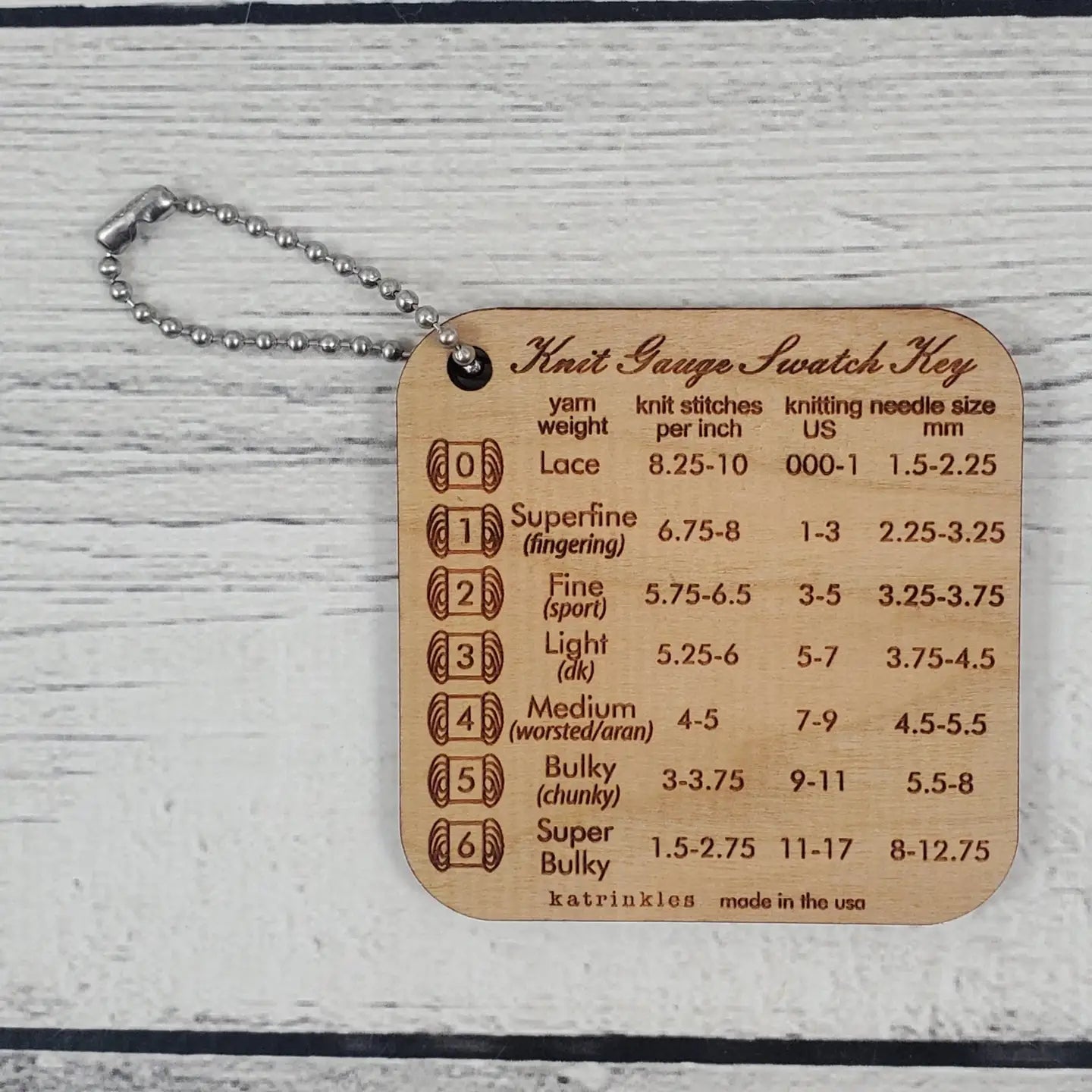 Knit Gauge Swatch Key (Mix and Match Mini Tools) by Katrinkles - Maine Yarn & Fiber Supply