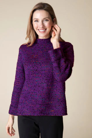 Confetti Funnel Neck Pullover in Plum by Habitat Clothing