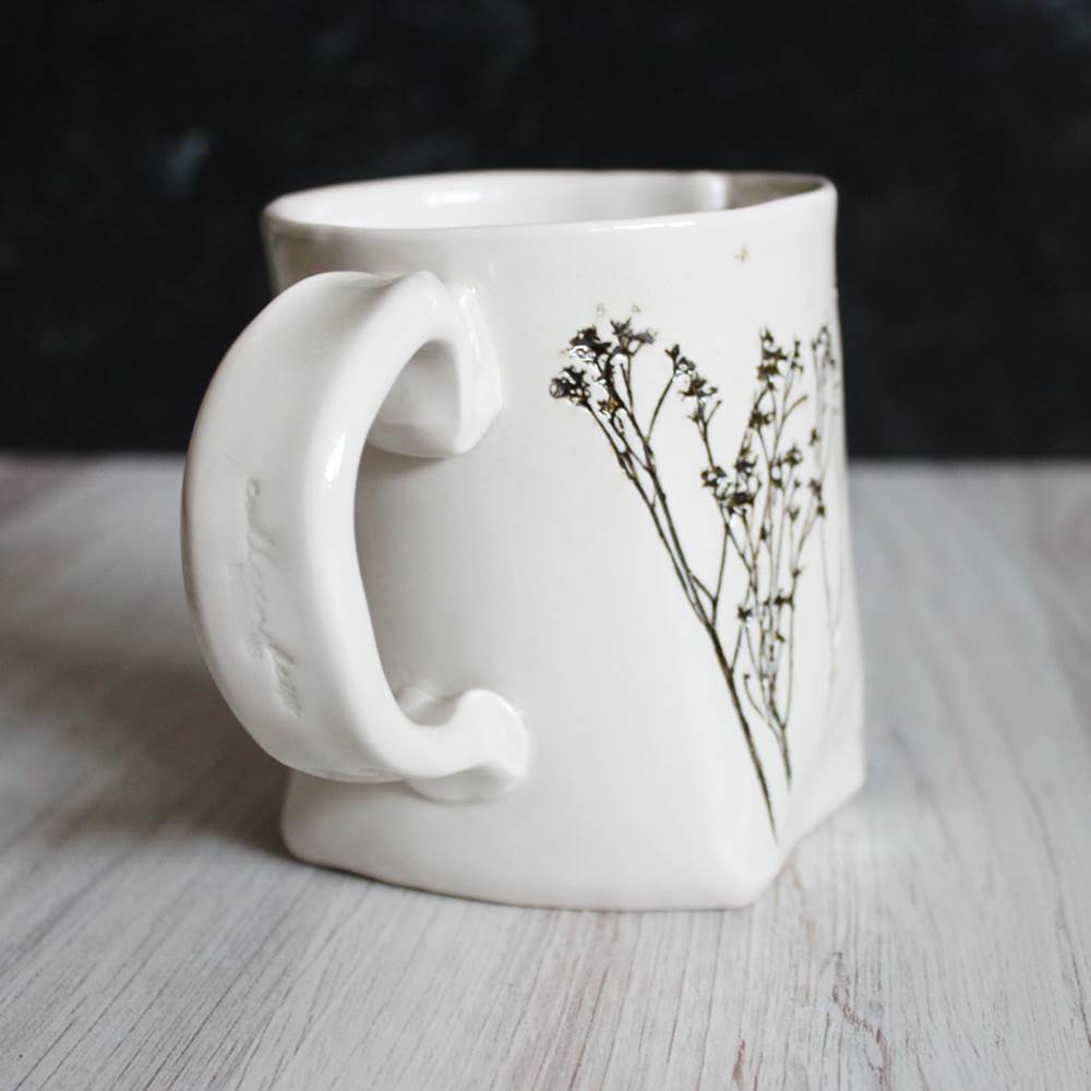 White Floral Mug from Colleen Deiss Designs