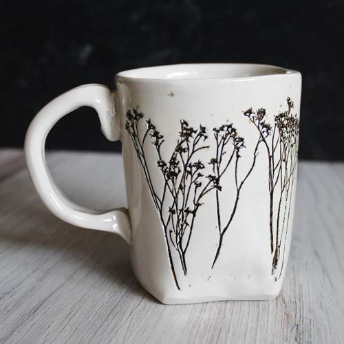 White Floral Mug from Colleen Deiss Designs