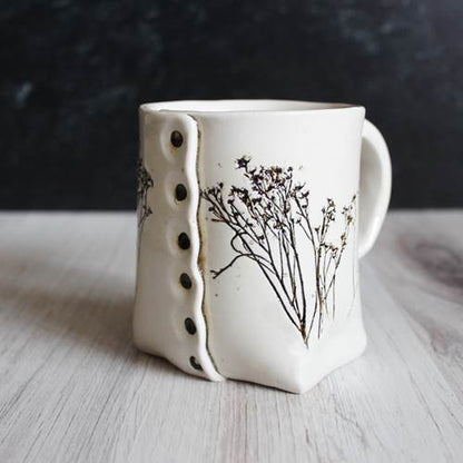 White Floral Mug from Colleen Deiss Designs