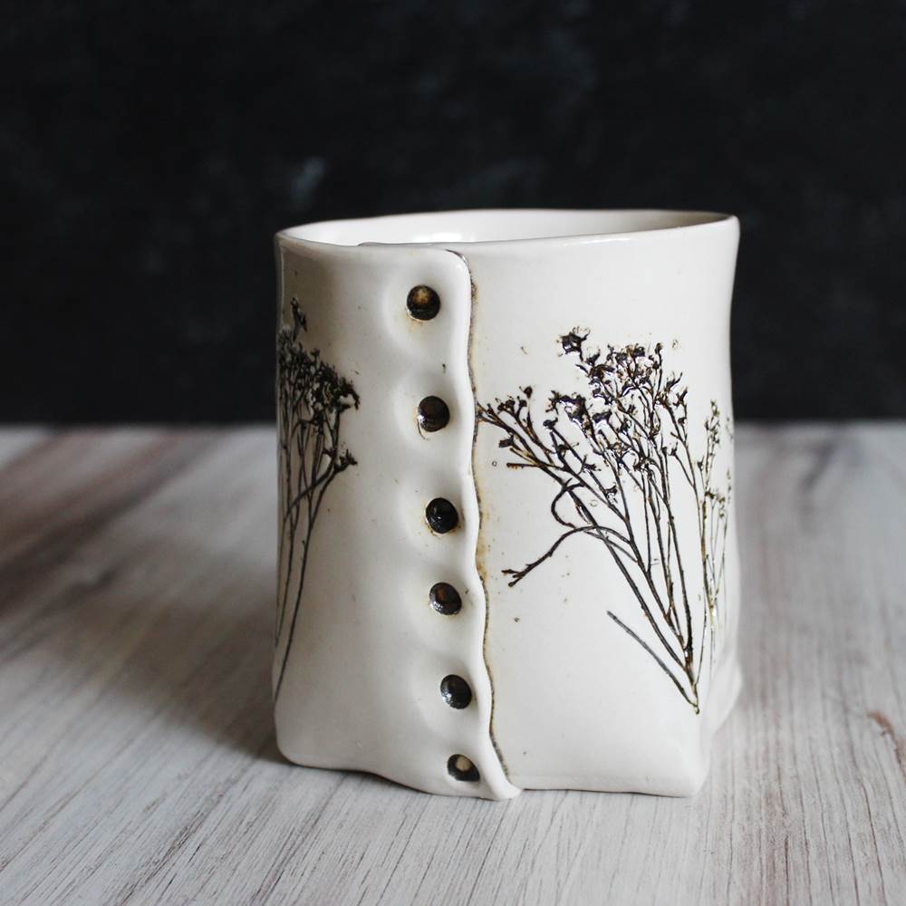 White Floral Mug from Colleen Deiss Designs