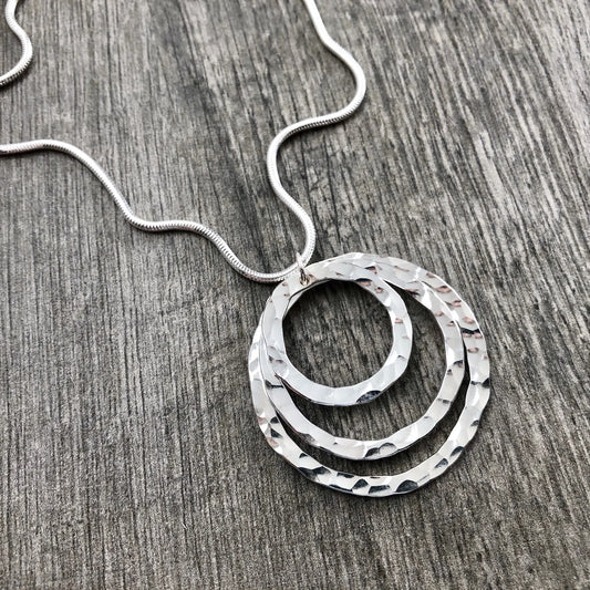 Hammered Sterling Silver Triple Sig Stack Necklace by Cullen Jewelry Design