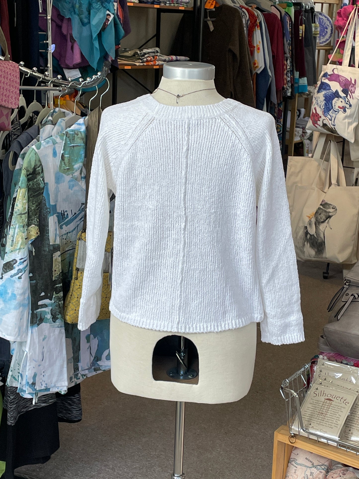Shaker Stitch Crop Cardigan in White by Habitat Clothing