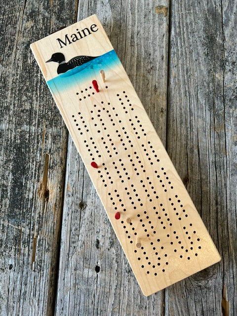 Maine Loon Cribbage Board by Maple Landmark