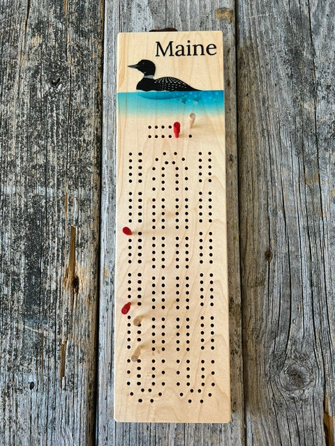 Maine Loon Cribbage Board by Maple Landmark