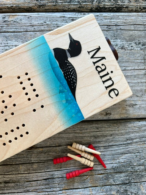 Maine Loon Cribbage Board by Maple Landmark