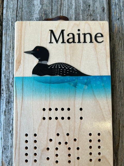 Maine Loon Cribbage Board by Maple Landmark