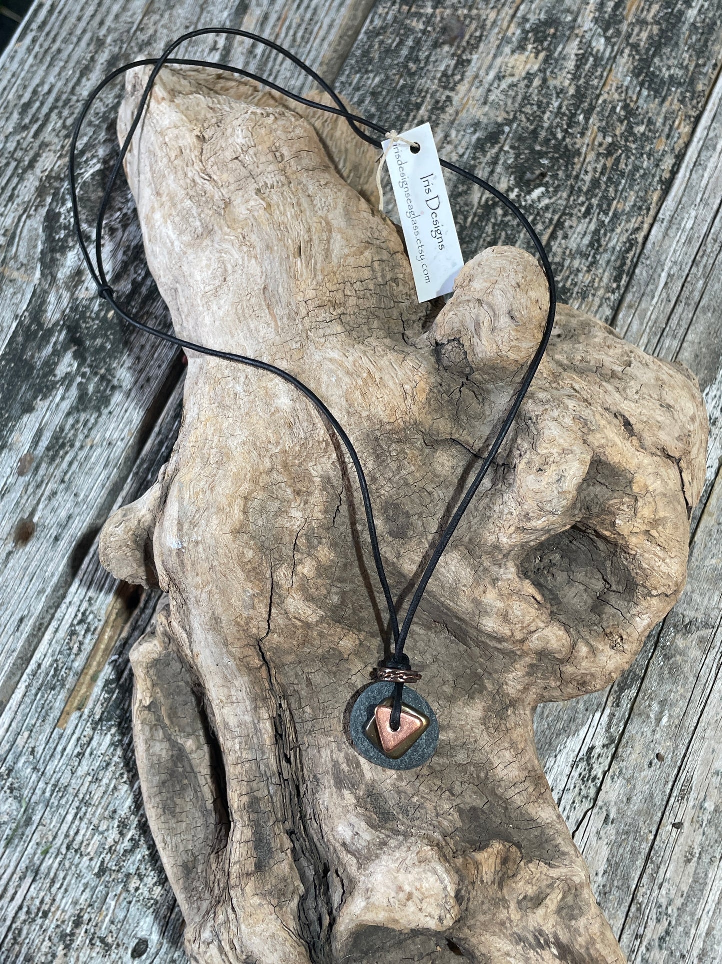 Flat Stone Stack Necklace by Iris Designs