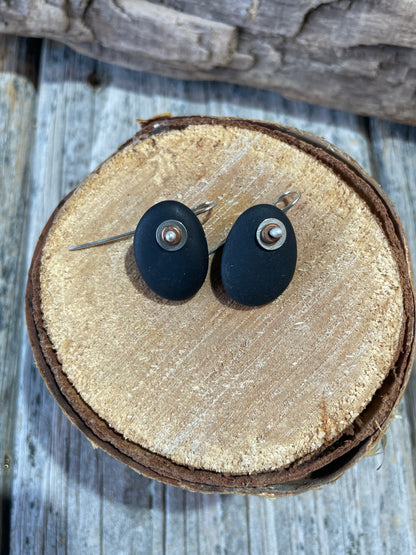 Flat Sea Stone Earrings by Iris Designs