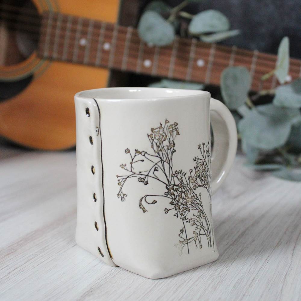 White Floral Mug from Colleen Deiss Designs