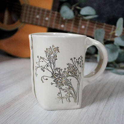 White Floral Mug from Colleen Deiss Designs