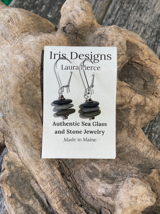 3 Stone Cairn Earrings by Iris Designs