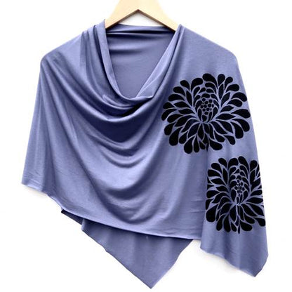 Chrysanthemum Poncho (Black Ink) by Windsparrow Studio