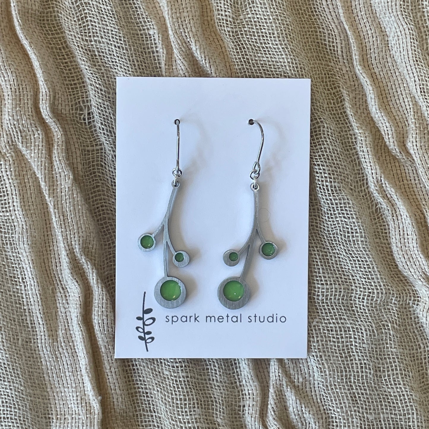 Snowberry Earrings in Lime by Spark Metal Studio