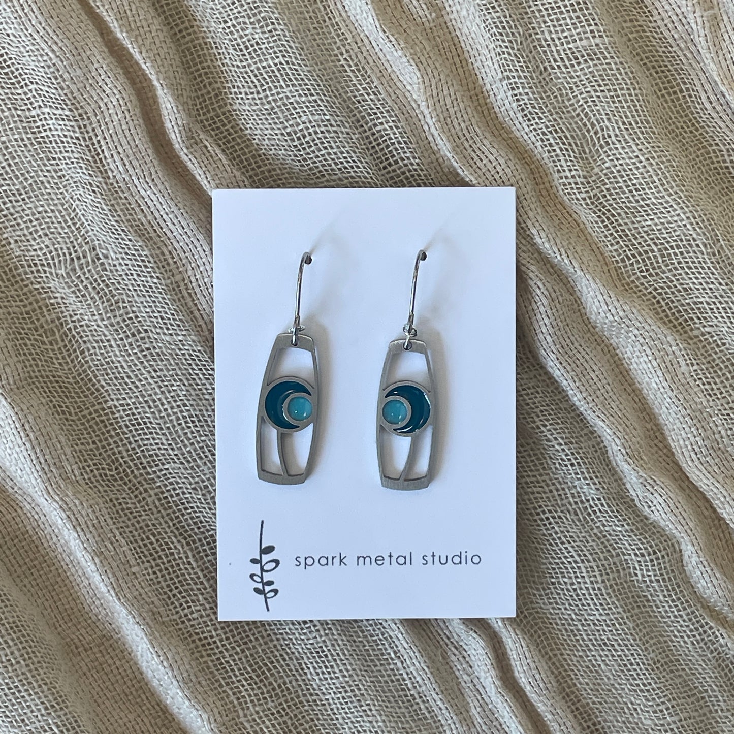Rose Earrings in Blues by Spark Metal Studio