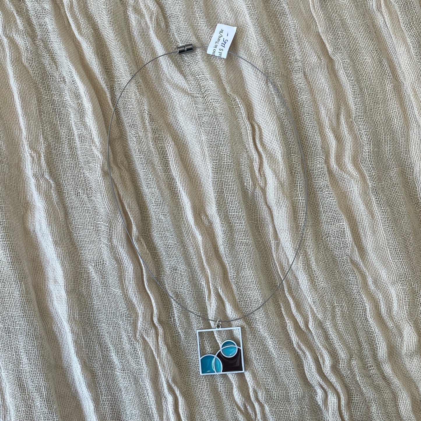 Cosmo Necklace in Turquoise/Brown by Spark Metal Studio