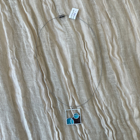 Cosmo Necklace in Turquoise/Brown by Spark Metal Studio