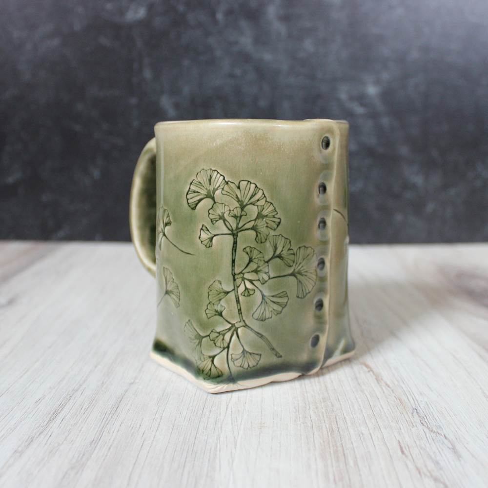Ginkgo Tree Mug from Colleen Deiss Designs - Maine Yarn & Fiber Supply